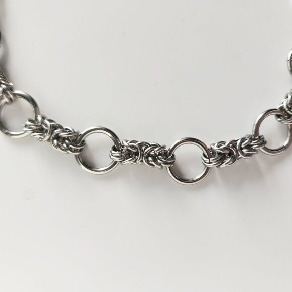 Vintage gothic chainmaille hoop silver choker necklace ✦ chunky chain necklace ✦ - Picture 7 of 8